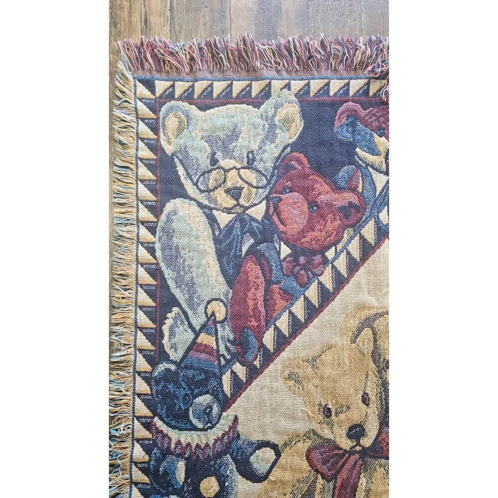 Vintage Teddy Bear Heavy Knit Throw Blanket 43